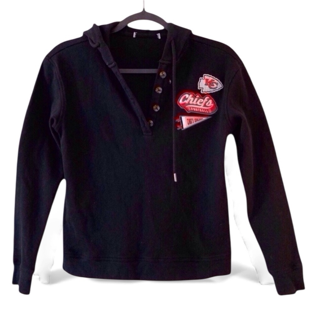 KC Chiefs Varsity Patch Hoodie - Small Fit - Game Day Vintage